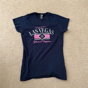 Las Vegas Graphic Tee - Navy and Pink